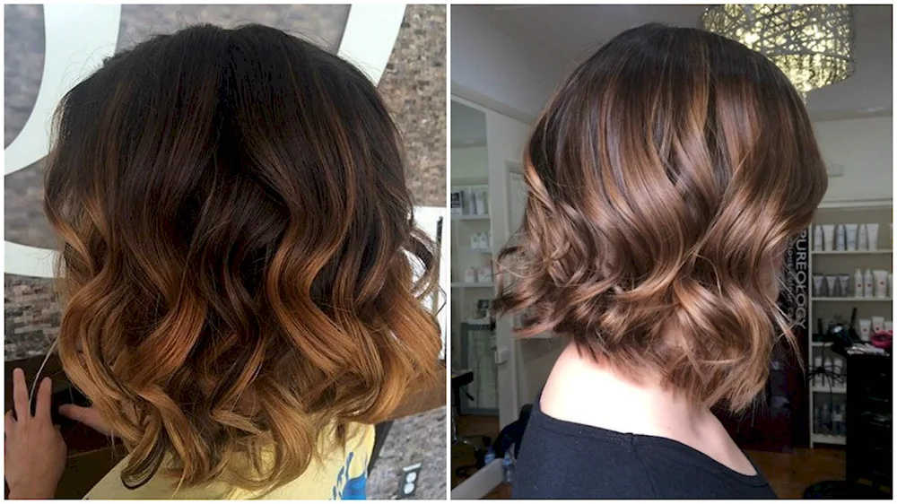 Balayage on dark hair kare