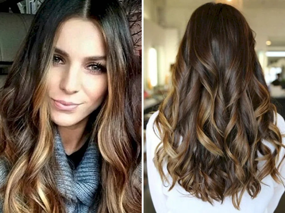 Shatush colouring on dark hair