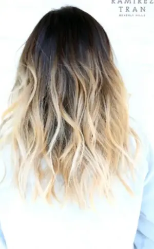 Shatush dark roots and light ends