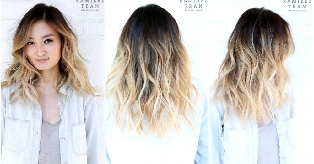 Shatush dark roots and light ends
