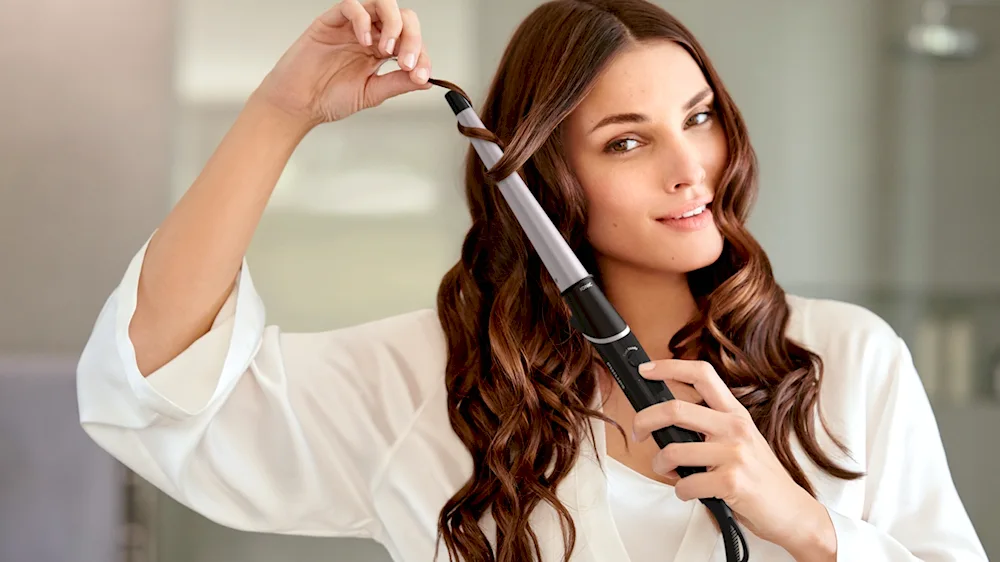 Triple curling iron for long hair