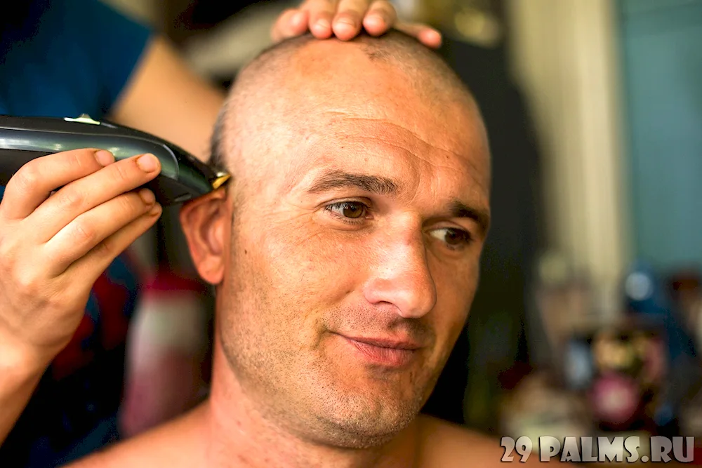 Head shaver shaved bald