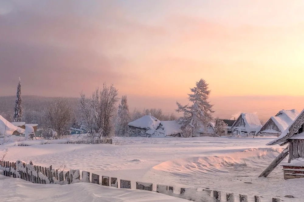 Siberian village Ural in winter