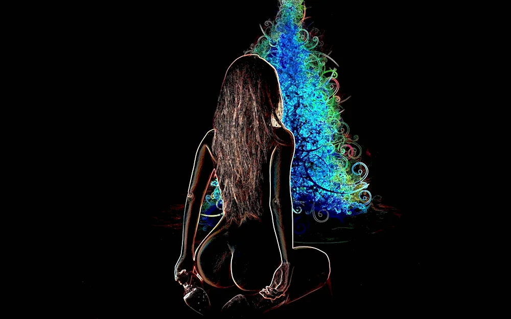Silhouette of girl on dark background