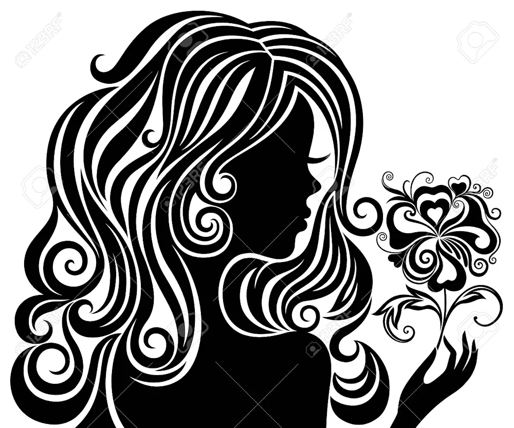 Silhouette of girl with loose hair
