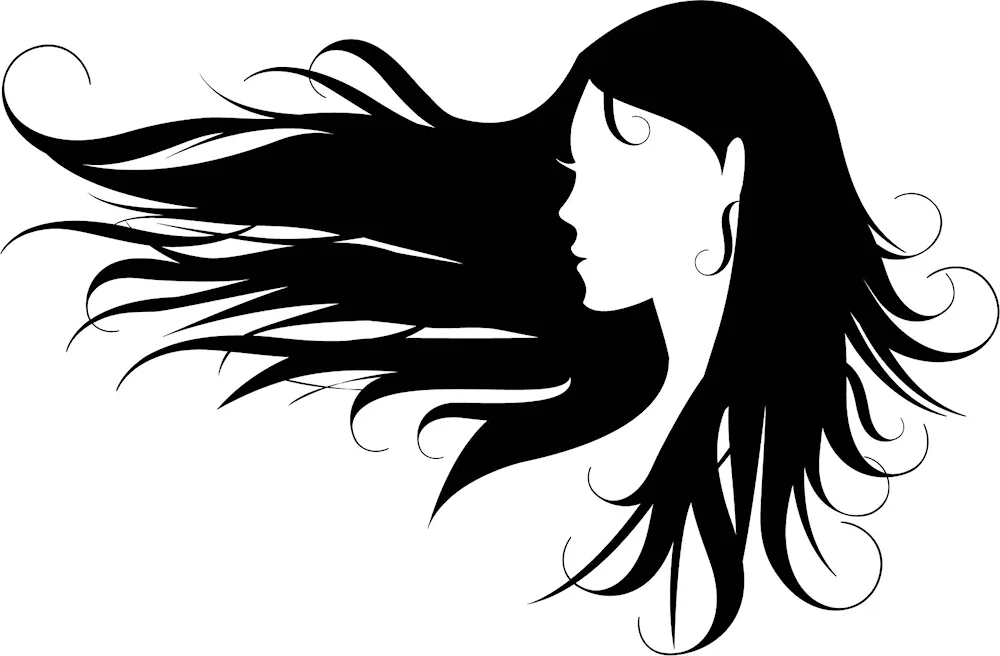 Silhouette of a girl with hair