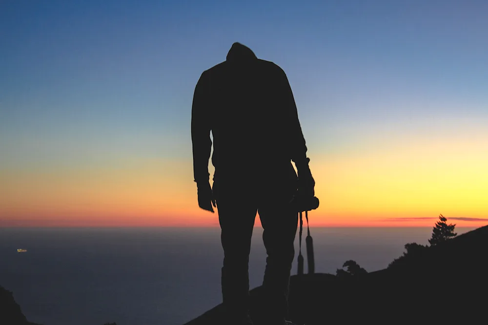 The silhouette of a man