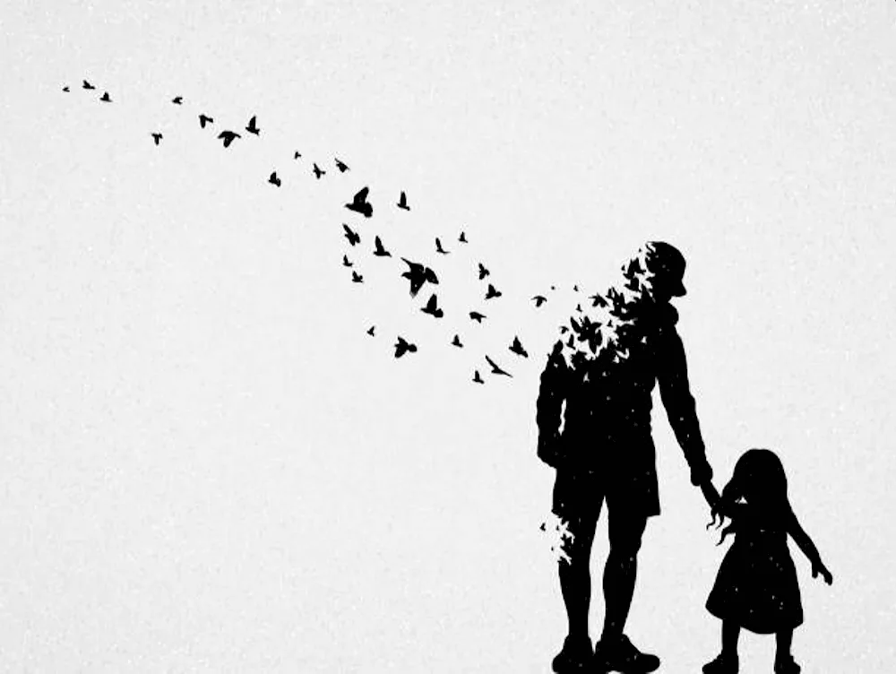 Father and daughter silhouette