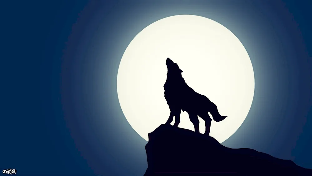 Wolf and Moon