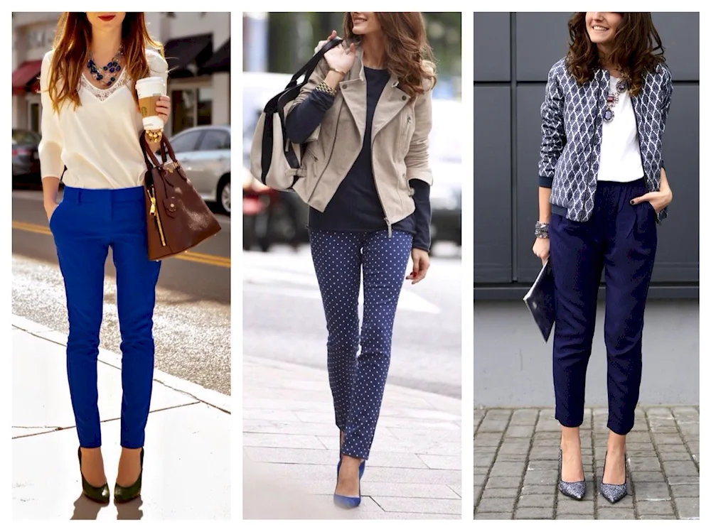 Blue trousers for women