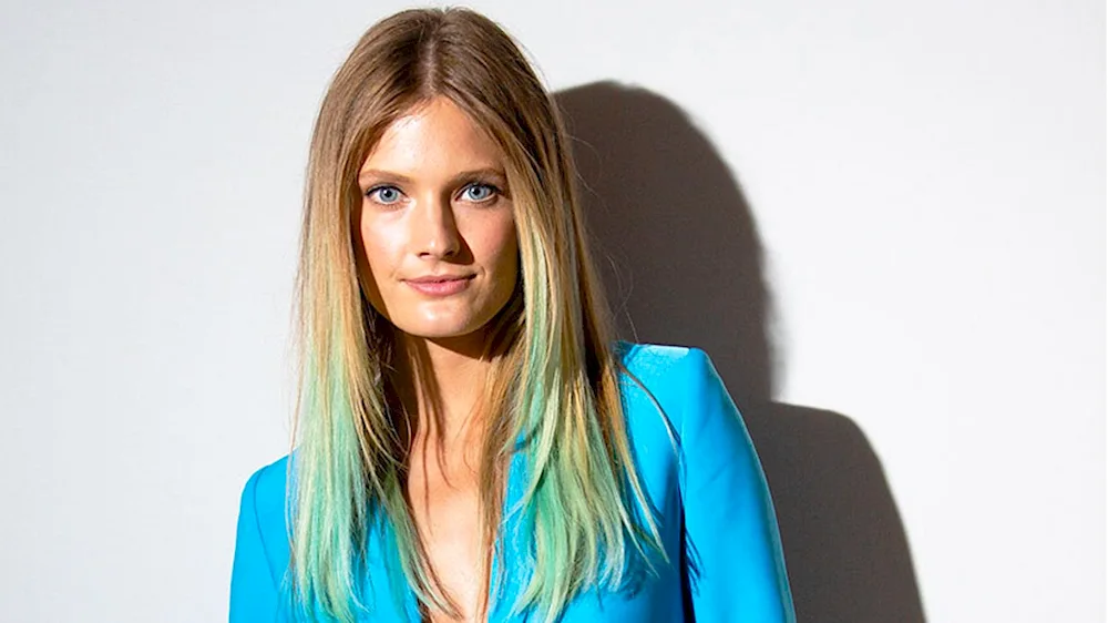 Blue strands on blonde hair