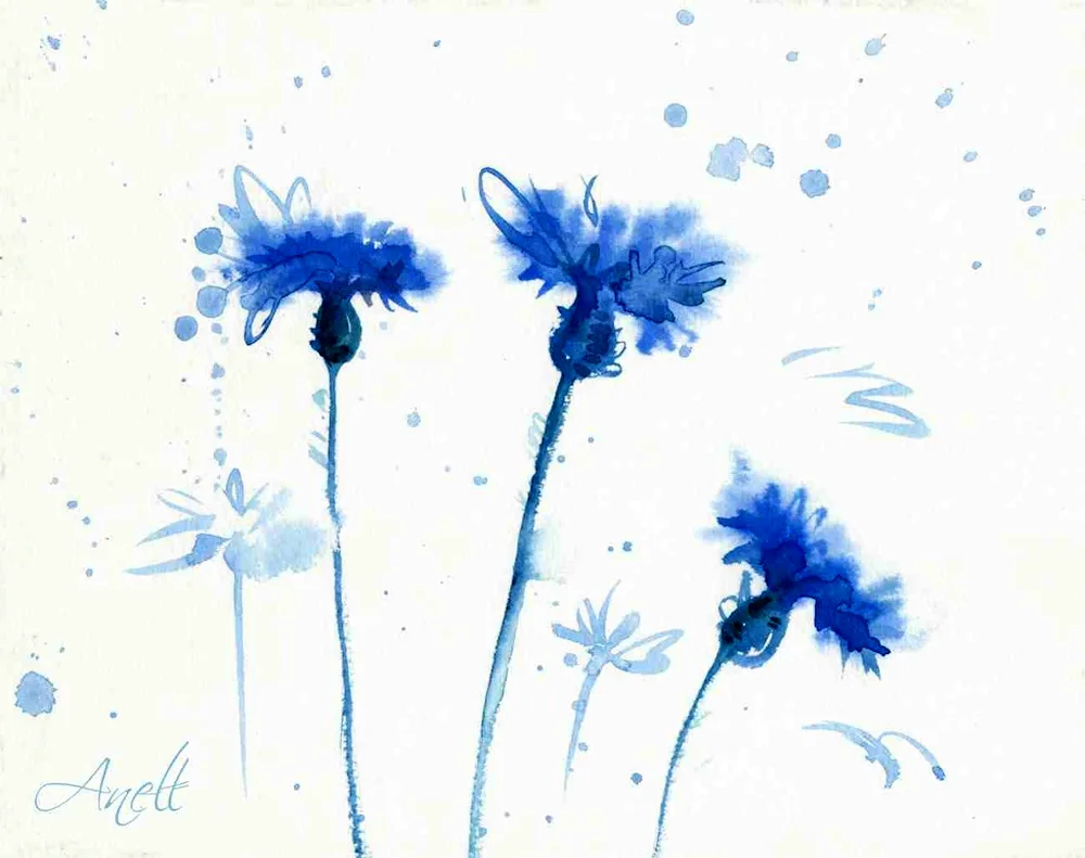 Blue flowers watercolour