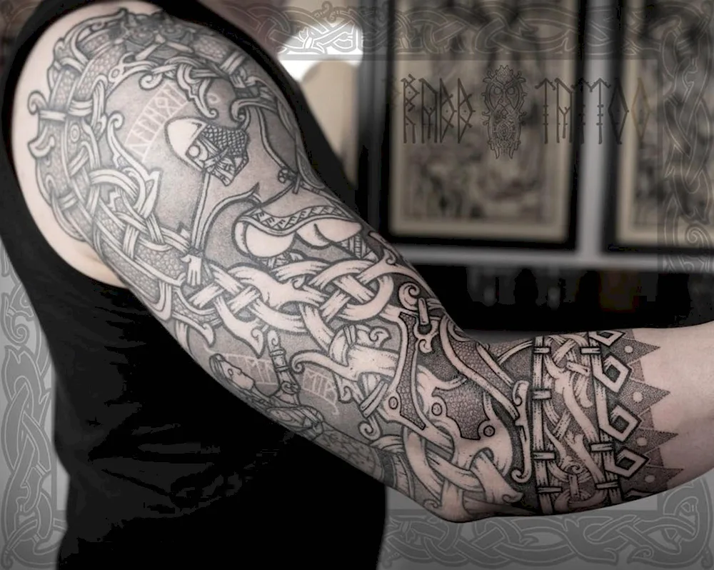 Scandinavian tattoo sleeve for men