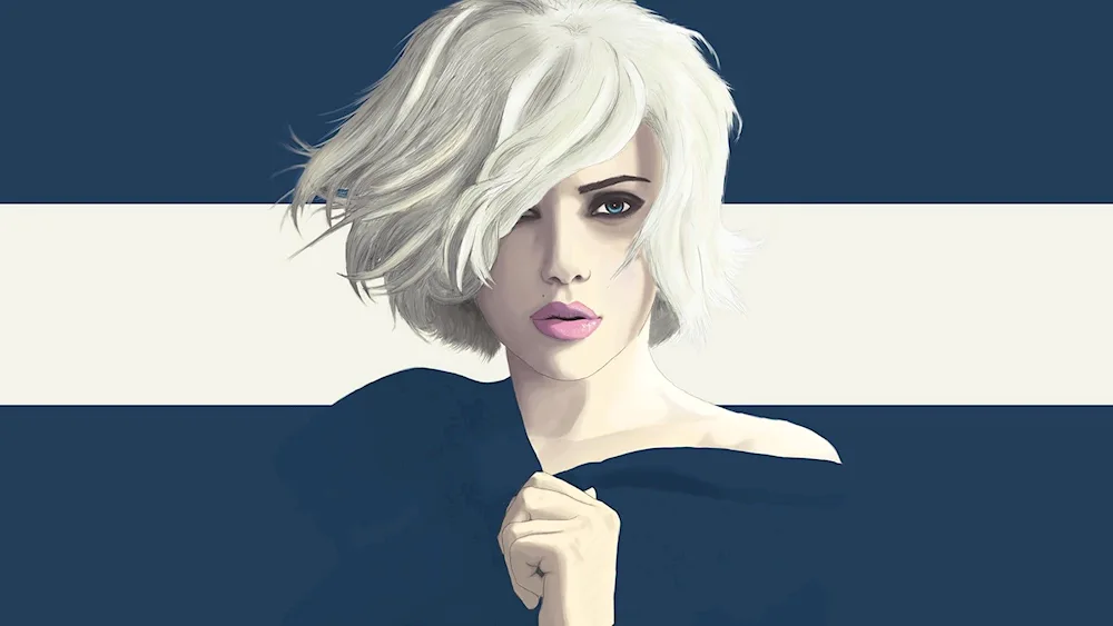 Carlett Johansson with white hair