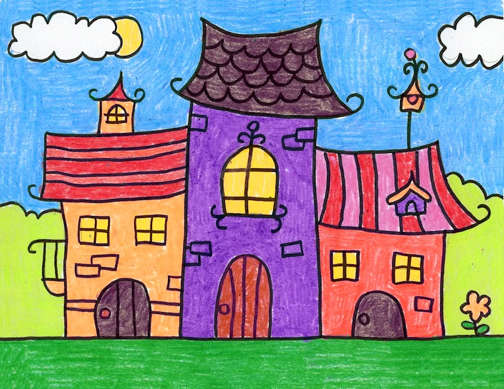 Drawing a house with a pencil
