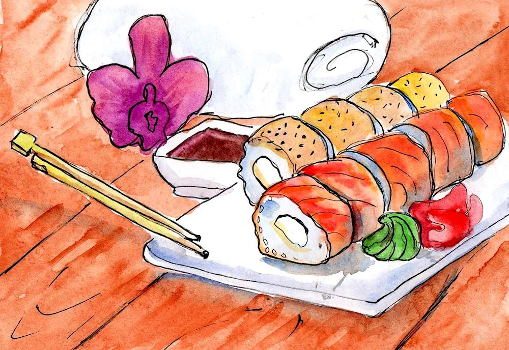 Sushi cartoon rolls