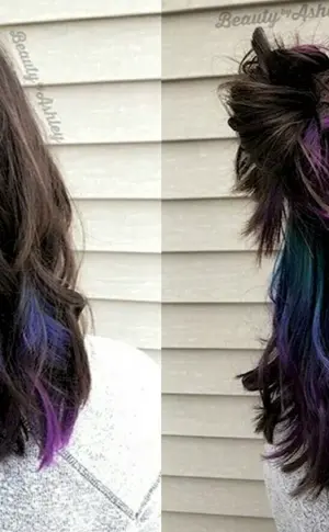 Hidden hair colouring on dark hair