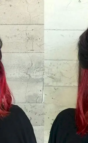 Hidden hair colouring on dark hair