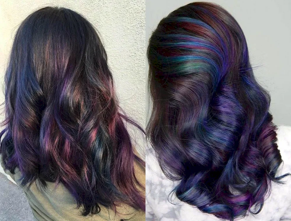 Bright hair colouring on dark hair