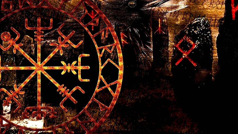 Scandinavian forest and runes