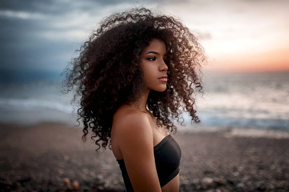 Smooth curly-haired girl