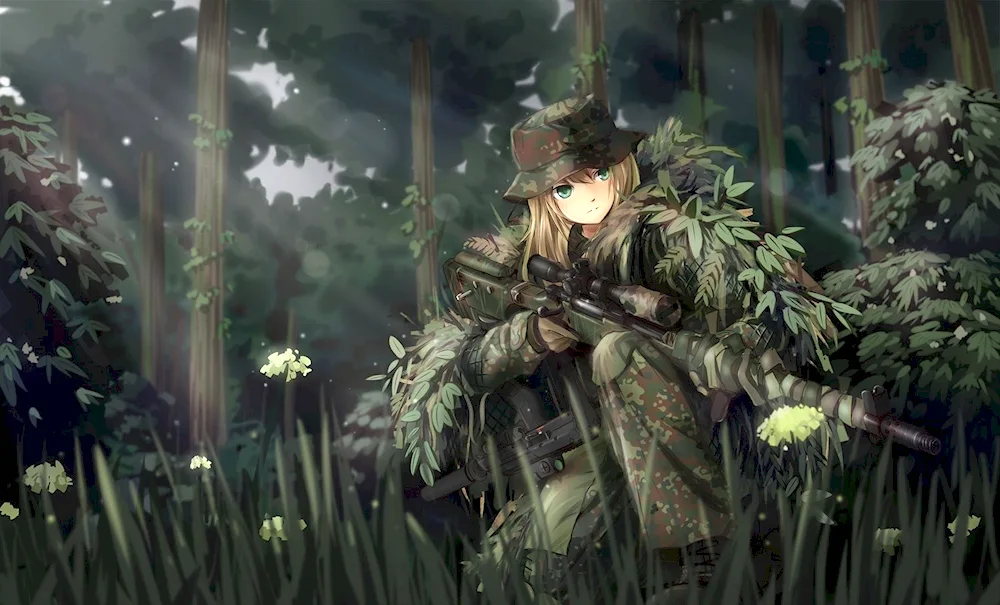 Sniper in the camouflage