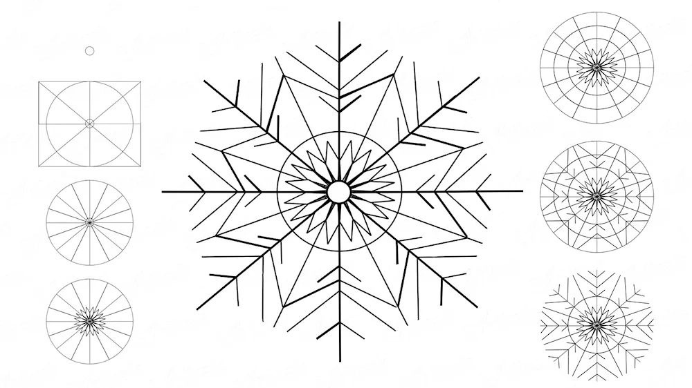 Snowflake stencil drawing