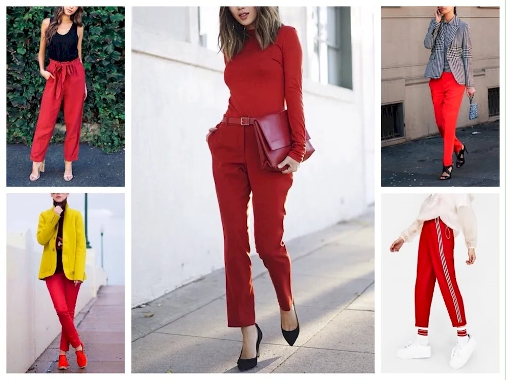 Red trousers with red trousers