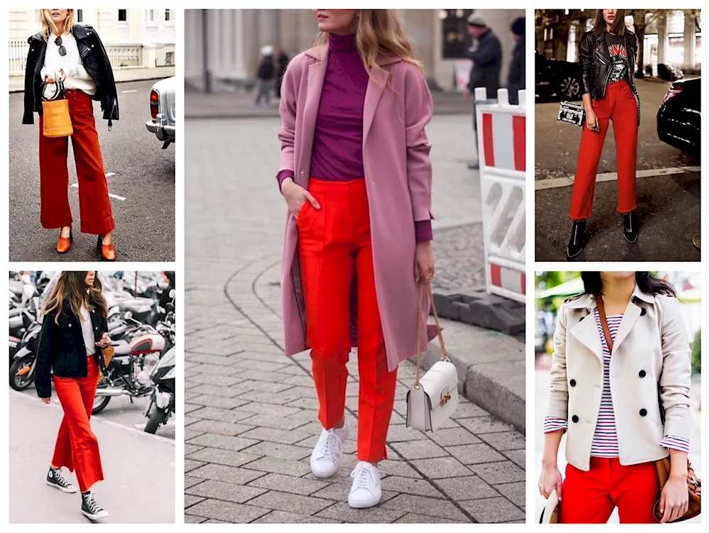 Combination with red trousers