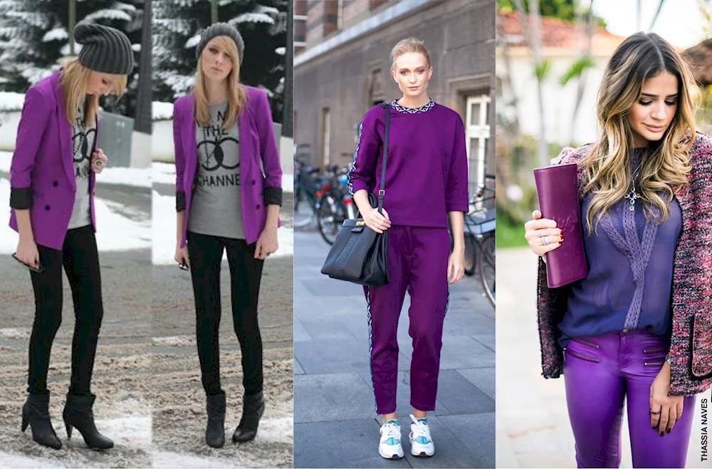 Combination with lilac colour in clothes