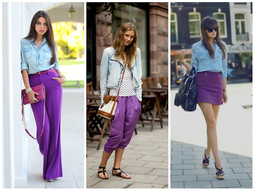 Combination with lilac colour in clothes