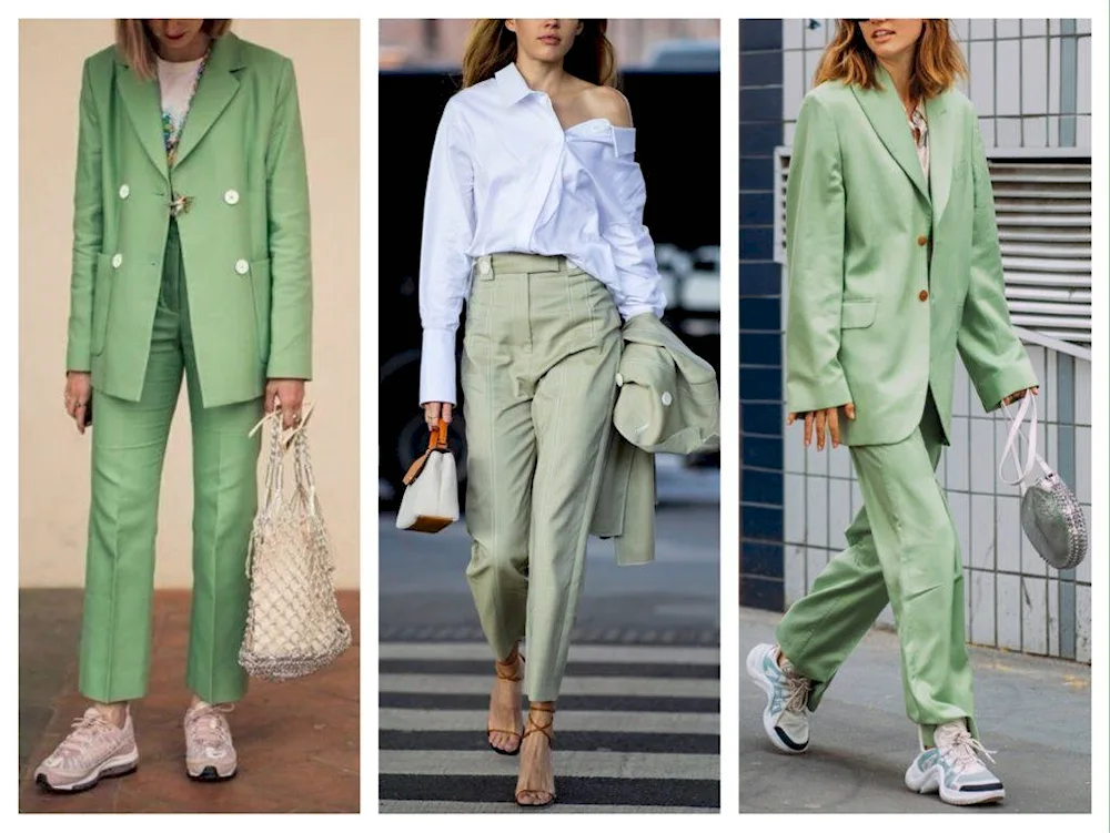 Combination with green trousers