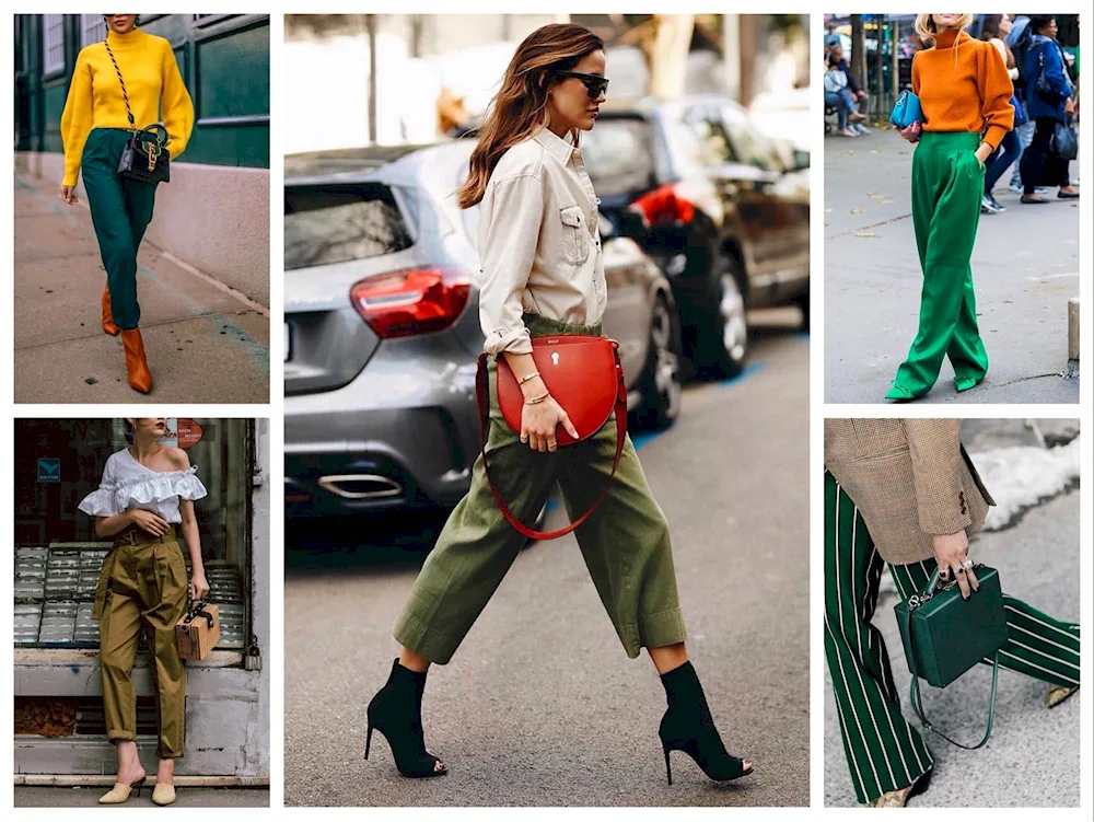 Military style with green trousers