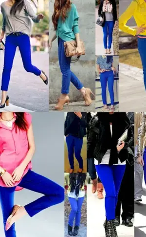 Matching blue trousers