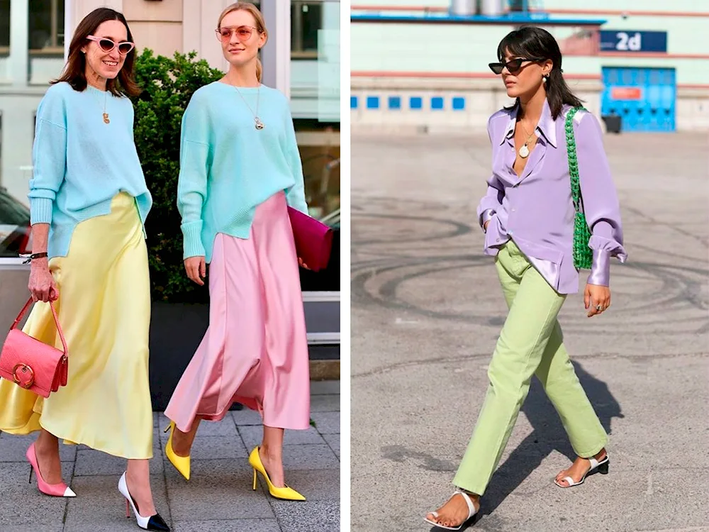 Combinations of colours in clothes in pastel shades