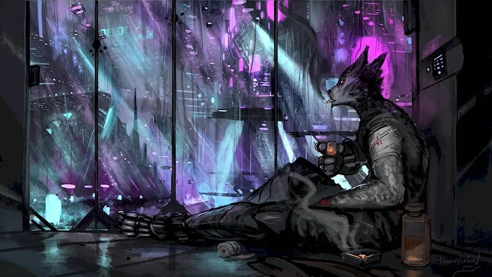 Wolf Bright cyberpunk