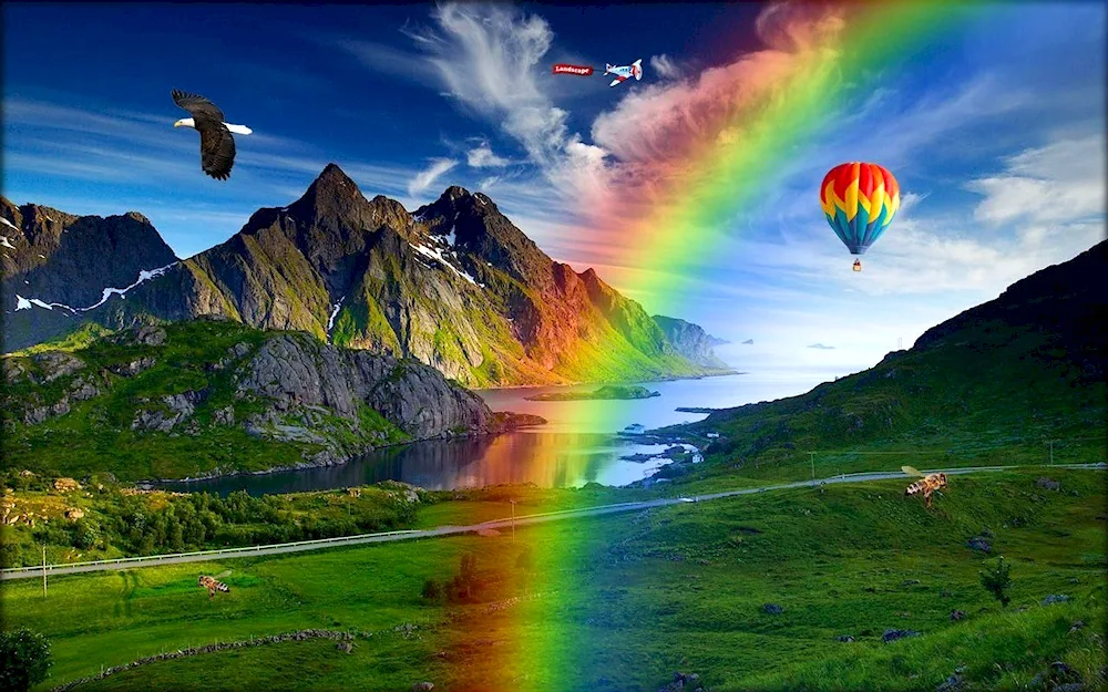 Sun and mountains Rainbow