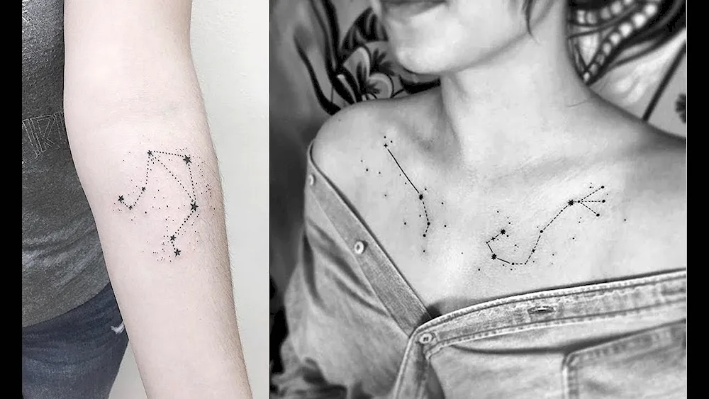 Scorpio constellation tattoo on collarbone