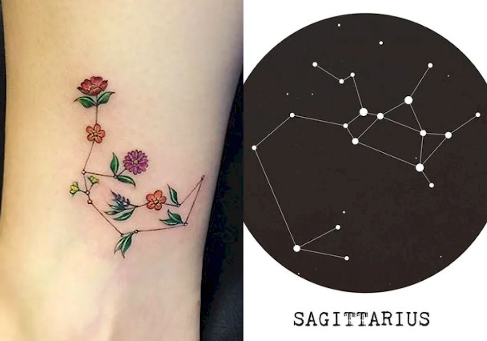 The constellation of Sagittarius tattoo