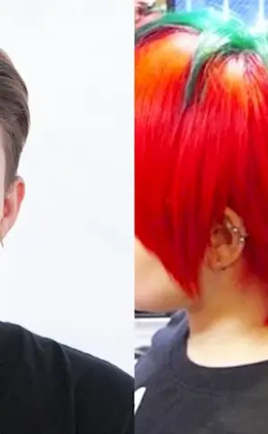 Split hair colouring for short hair
