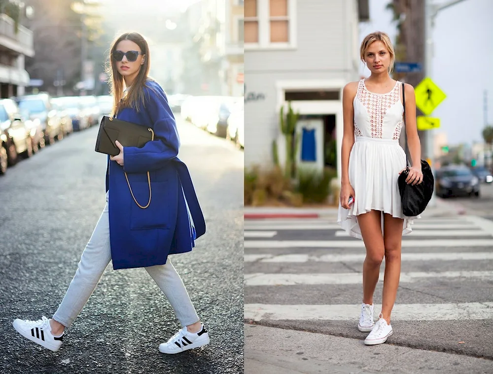 Sporty dress with white sneakers