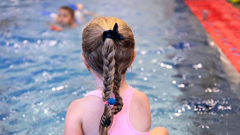 Senior high school girls in the pool