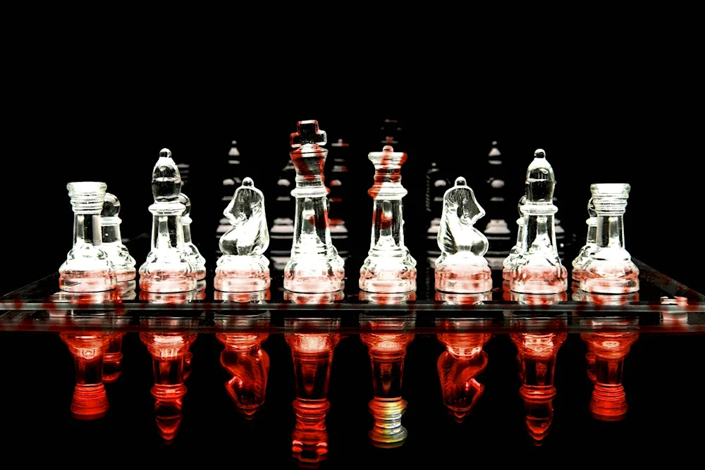 Glass chess pieces