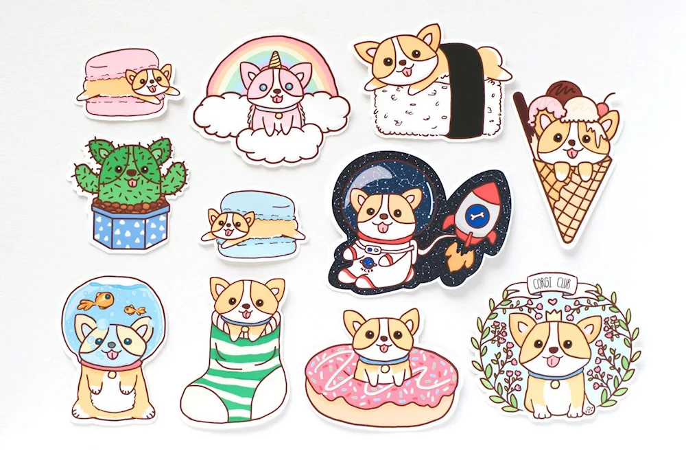 Small corgi stickers