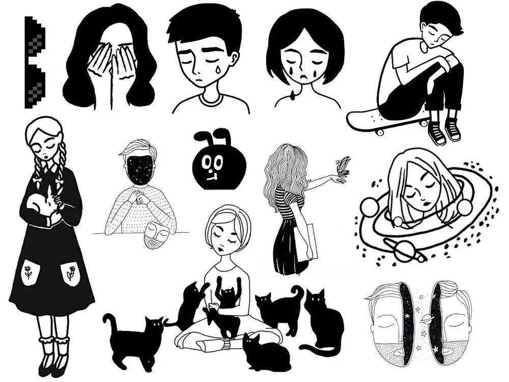 Stickers black and white