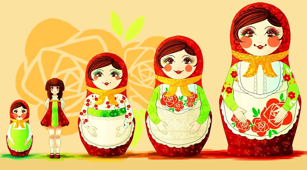 Stylised matryoshka dolls