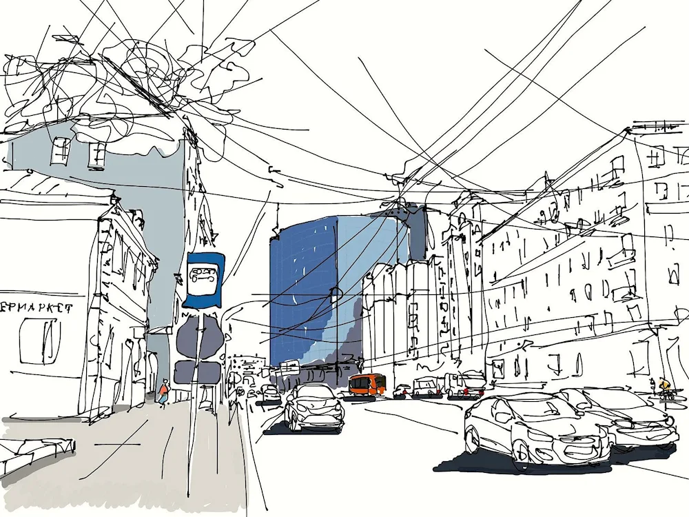 Stylised cityscape