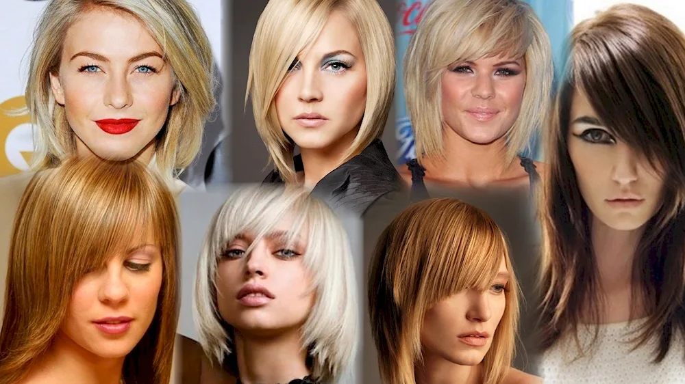 Flattering haircut for long hair with bangs