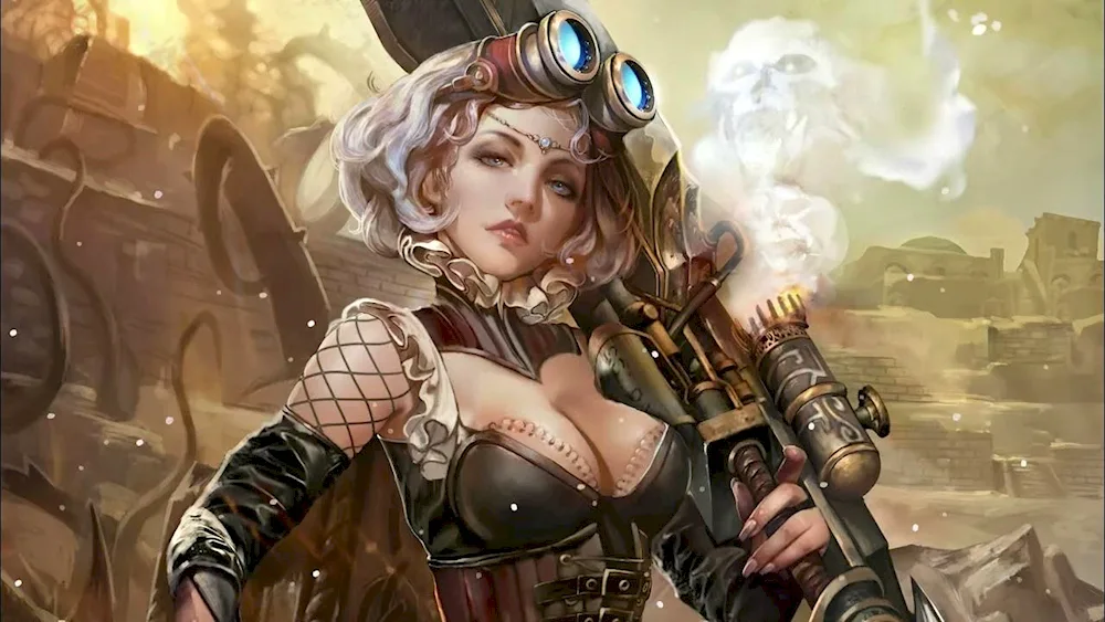 Art young lady steampunk