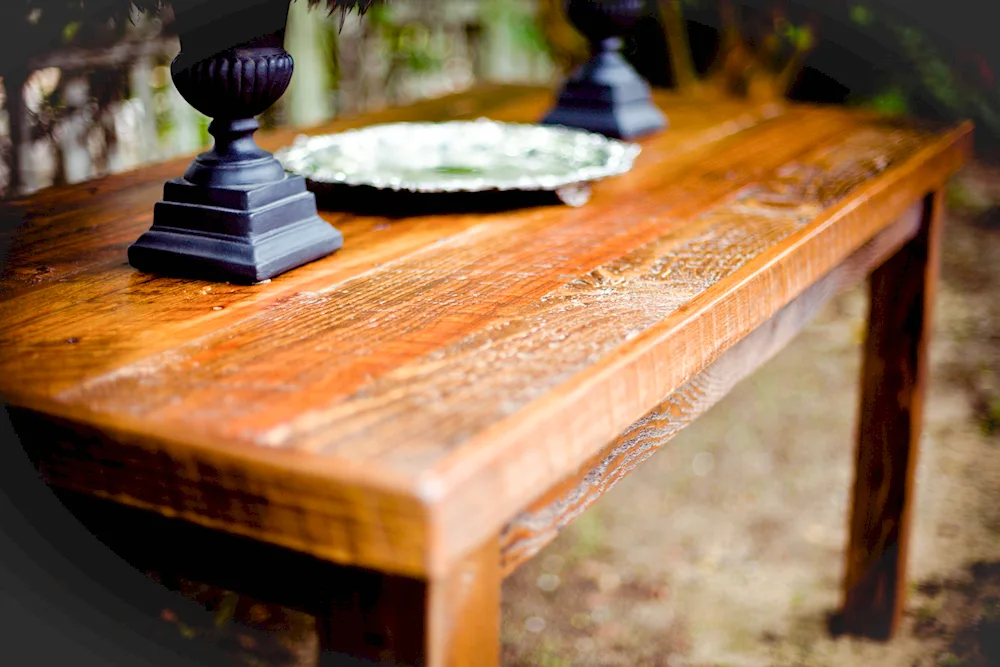 Wooden desk surface